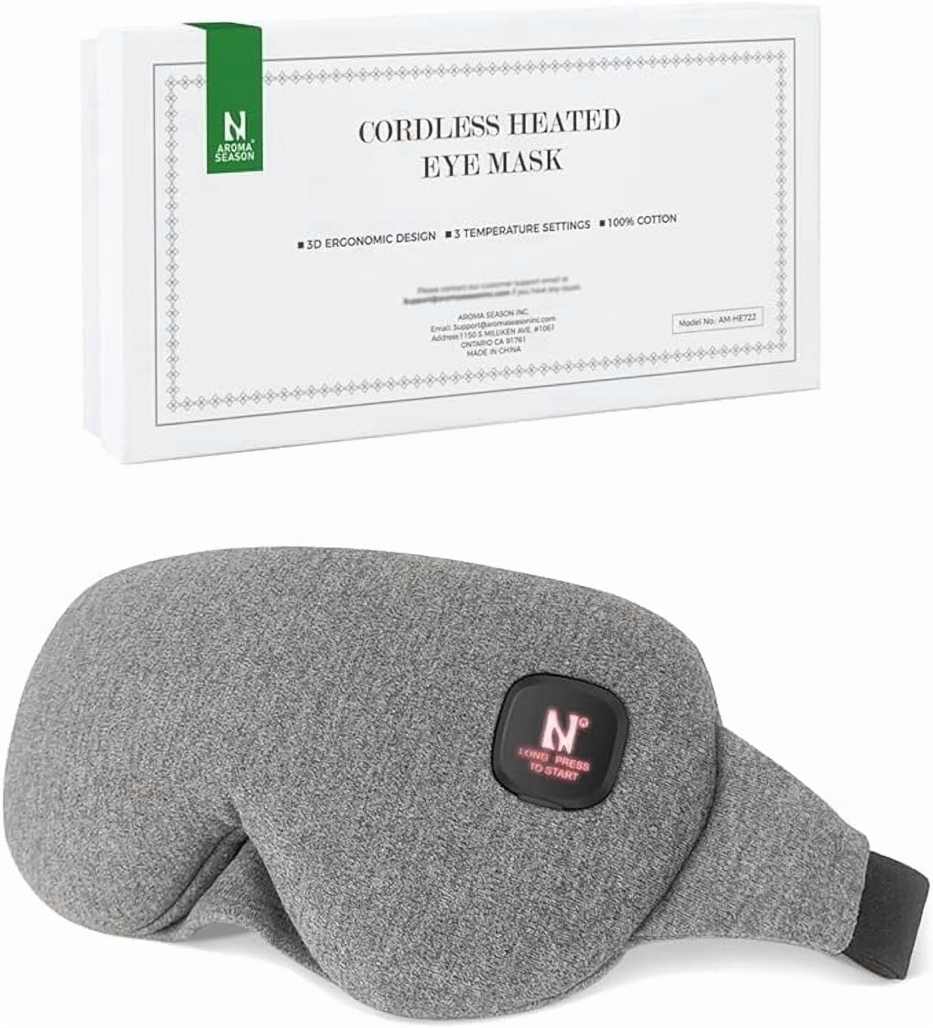 Aroma Season Heated Eye Mask, Warm Compress for Eyes, Cordless and Washable Design, Styes, Blepharitis, Chalazion, Gift for Men Women