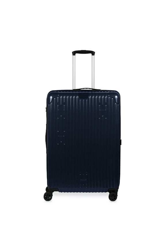 Aroma360 Hotel Collection Check-In Luggage 4-Spinner Wheels Expandable Hardcase with USB Charger, GPS Tracker, Weight Scale, TSA Approved Lock, Navy Blue