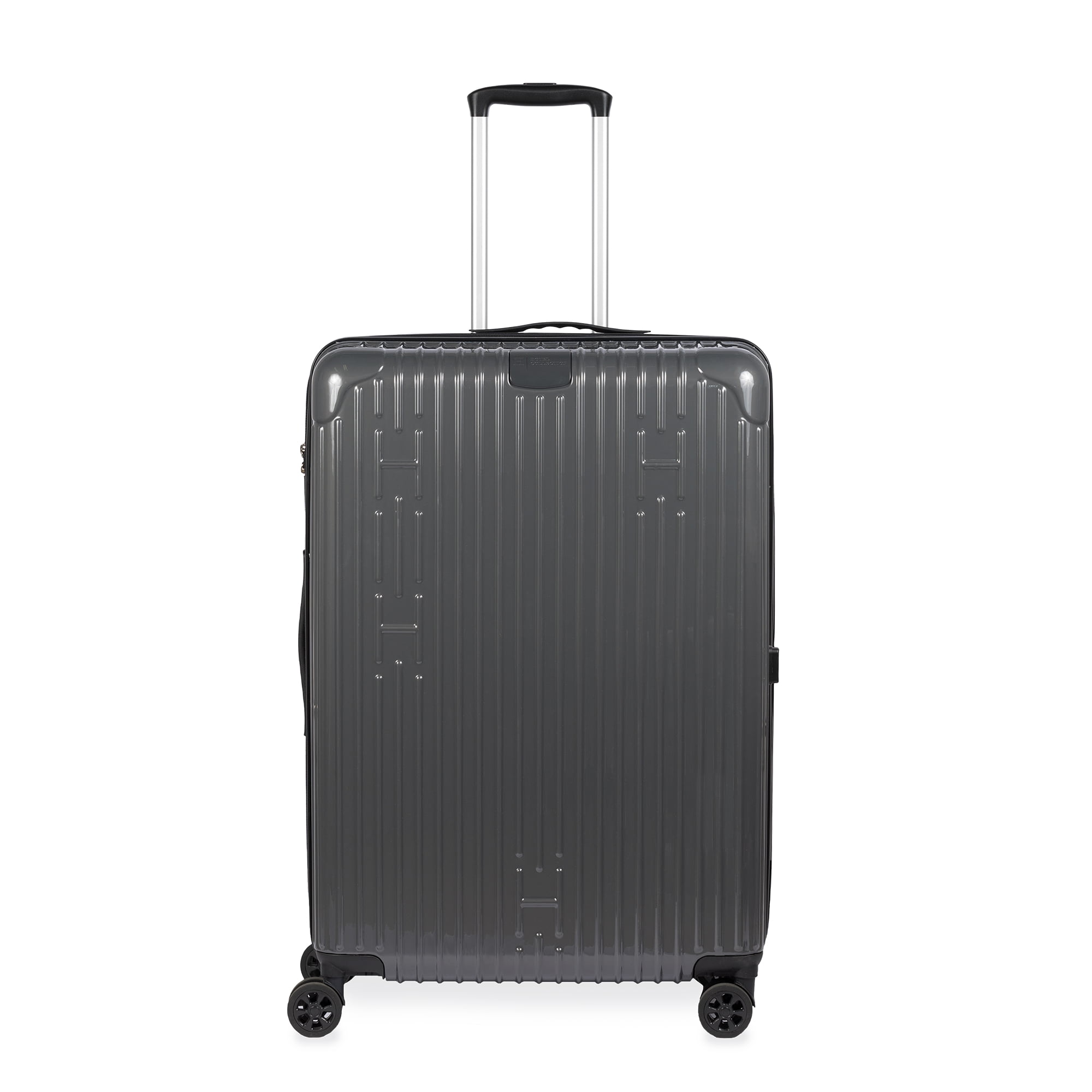 Aroma360 Hotel Collection Hardside Expandable Check In Luggage 28 Inch Luggage with Spinner Wheels Portable USB Charger Built In Digital Weight Scale and GPS Tracker TSA Approved Lock Grey