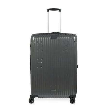 Aroma360 Hotel Collection Hardside Expandable Check In Luggage 28 Inch Luggage with Spinner Wheels Portable USB Charger Built In Digital Weight Scale and GPS Tracker TSA Approved Lock Grey