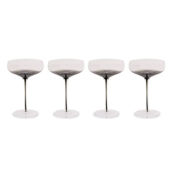 Aroma360 Hotel Collection Smoke Stem Champagne Glasses Smoky Black Champagne and Coupe Flutes to Elevate Every Special Moment that Calls for Sparkling Wine 4 Glasses Coupe