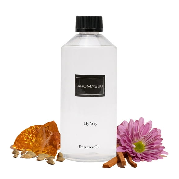 Aroma360 My Way Fragrance Oil Blend Hotel Inspired for Luxury Essential Oil Diffusers Aromatherapy Scent Diffuser Oil Lush Sandalwood, Warm Cedar, and Delicate Florals. 500ML