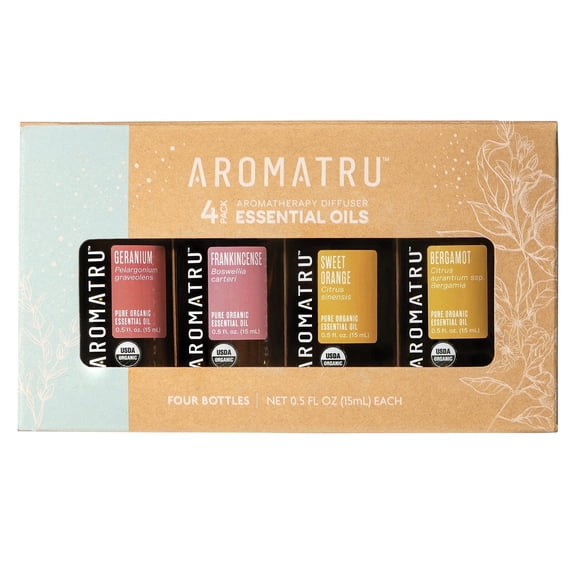 AromaTru Essential Oil Kits (Balance Scents) - Organic and Wildcrafted No Synthetic Fillers ISO Lab Certified for Purity Ethically Sourced from Sustainable Origins