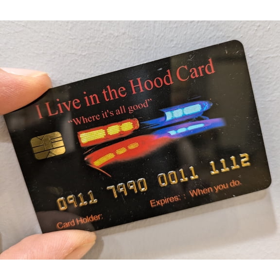Aromabug: Funny Fake Bankcard: I Live In The Hood Card, Fade Resistant, 4 Pack