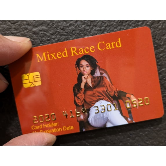 Aromabug: Funny Fake Bankcard: Mixed Race Card, Fade Resistant, 4 Pack