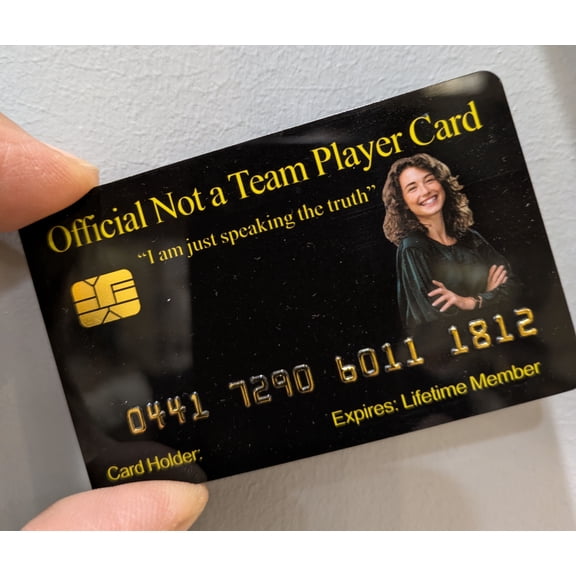 Aromabug: Funny Fake Bankcard: Not a Team Player Card, Fade Resistant, 4 Pack