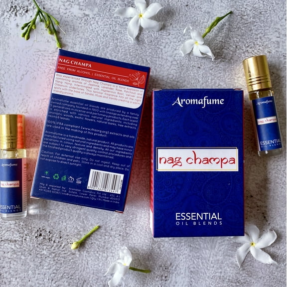 "Aromafume Nag Champa Essential Oil Roll On Blend (3 x 6ml) - Pure Oils for Meditation, Yoga, Relaxation - Pure Extract Blend, better than your favorite Incense! Great Gift for a Nag Champa Lover"