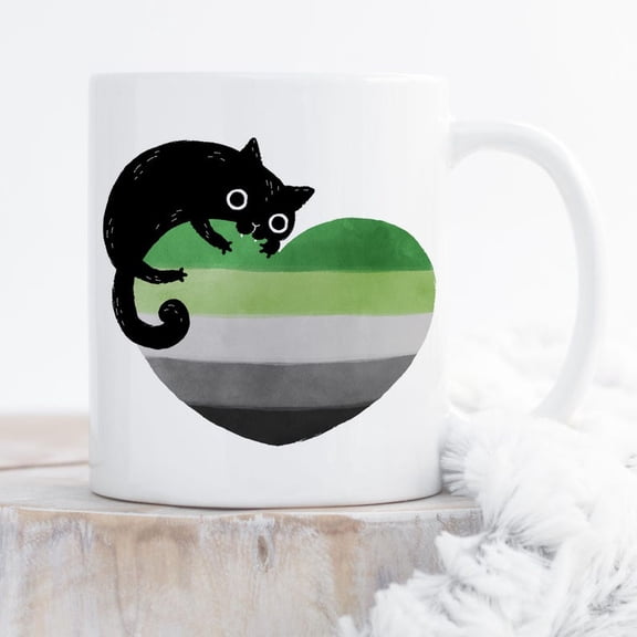 Aromantic Pride Coffee Mug, Aro Pride F11lag Gift, L1GBT Mug, Gay Pride Month Festival, AS1exual, Ace, Subtle, Black C1At Heart