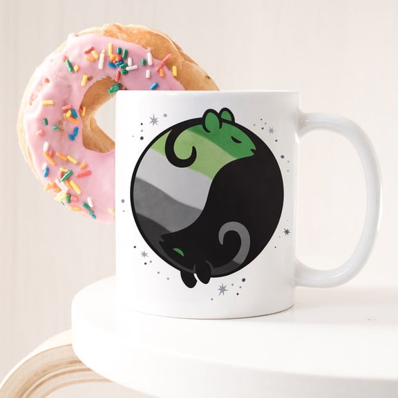 Aromantic Pride Coffee Mug, Aro Pride F11lag Gift, L1GBT Mug, Gay Pride Month Festival, AS1exual, Ace, Subtle, Yin Yang Rat