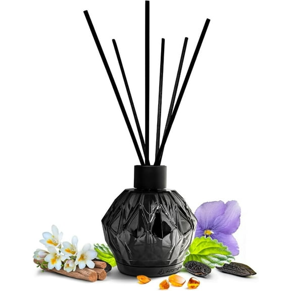 Aromaplan Reed Diffuser, Cozy Cashmere Scent Diffuser (8.45 fl oz, 250ml)- Luxury Reed Diffusers Set for Home- Includes Reed Diffuser Sticks & Fragrance Oil in a Glass Bottle- Reed Diffusers for Home