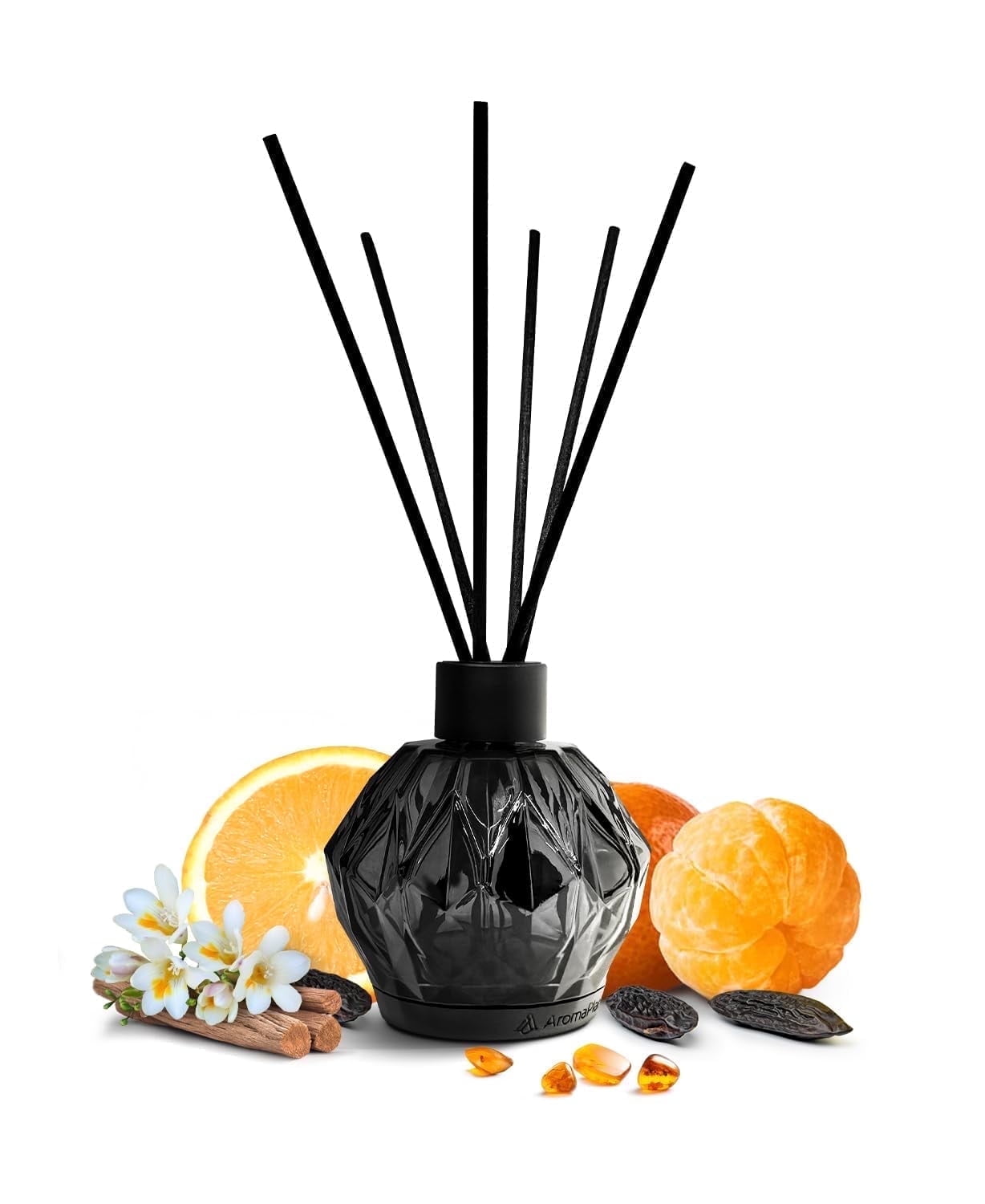 Elegant Black Glass Reed Diffuser with Fresh & Clean Scent