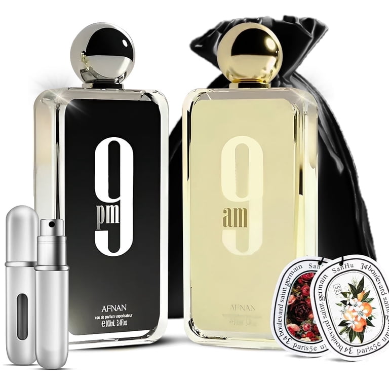 Aromaque Afnan 9AM & 9PM Cologne for Men, 3.4oz Bundle | 9PM