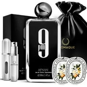 Aromaque Afnan 9PM Men's Cologne Gift Set, Eau de Parfum 3.4 fl oz, Perfume for Men, Car Freshener, Satin Bag, Travel Bottle, Fragrance Gift