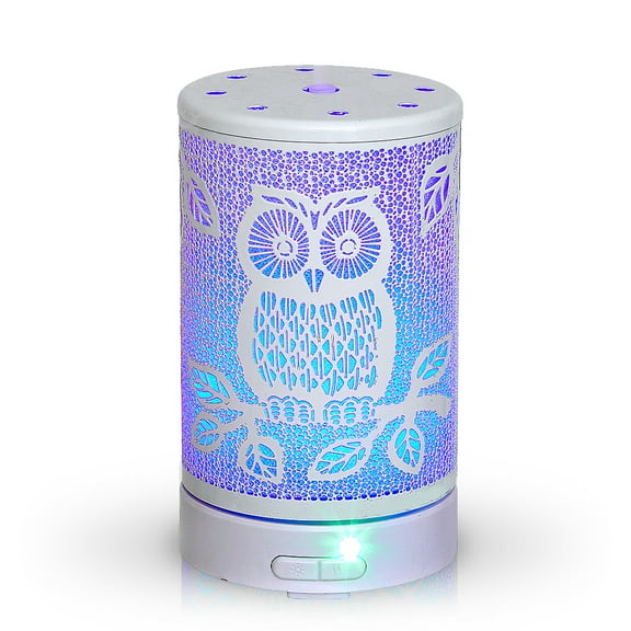 Aromar 100 mL Metal Owl Ultrasonic Aroma Oil Diffuser (White)