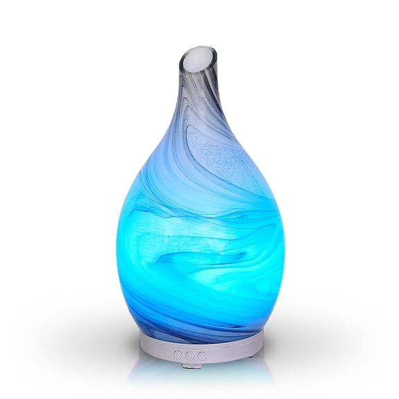 Aromar 100 mL Rotating Glass Amphora Design Ultrasonic Aroma Oil Diffuser (Abstract Grey)