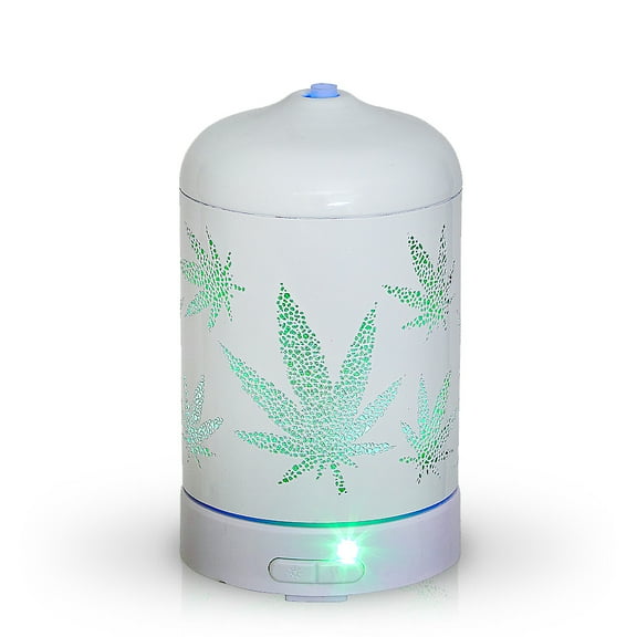 Aromar 100 mL Ultrasonic Metal Flying Leaf Design Essential Oil and Scented Oil Diffuser (White)
