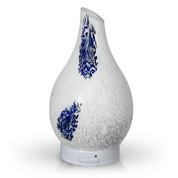 Aromar Abstract Hydria 100 mL Glass Ultrasonic Essential Oil and Scented Oil Diffuser (White)