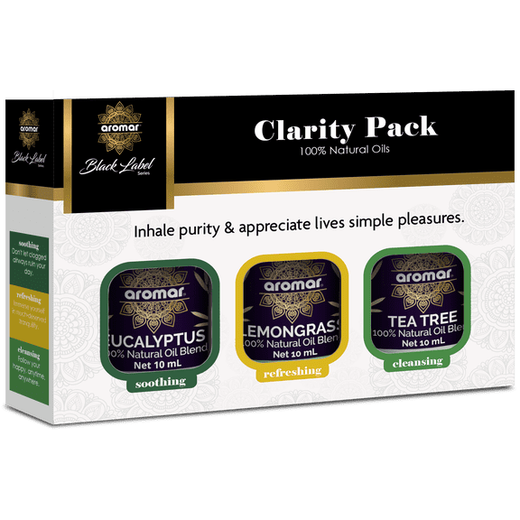 Aromar Black Label Series Essential Oil 3-Pack Aromatherapy Kit, 10 mL or 0.34 oz. Each (Clarity Pack)