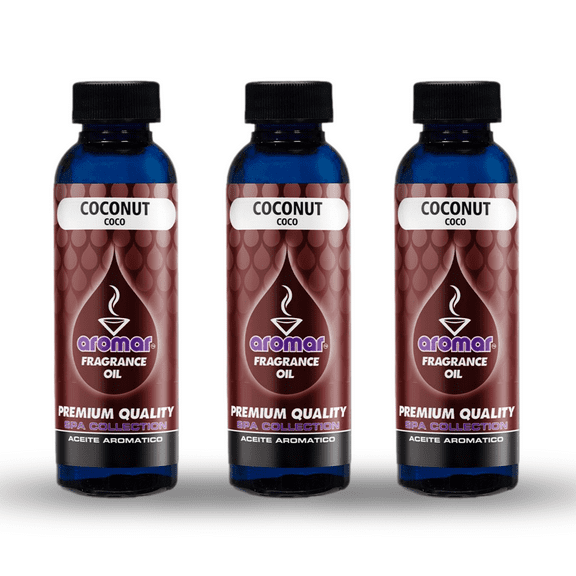 Aromar Essential Fragrance Oils 65 ml Bottle Premium Aromatherapy Oil USA Made, Coconut x 3
