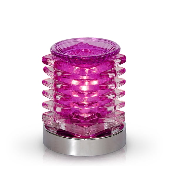Aromar Premium Circular Glass Oil and Wax Warmer Fragrance Lamp w/ Dimmer Switch (Purple)