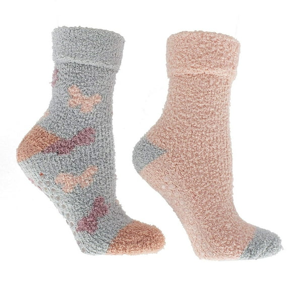 Aromasoles Rose and Shea Butter Oil Infused Chenille Socks, 2 Pair (Peach)