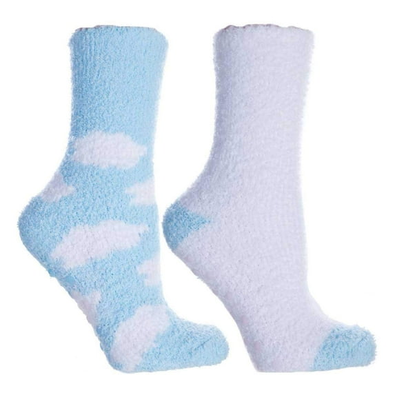 Aromasoles Womens Non-Skid 2-Pair Scented "Clouds" Chenille Socks (Blue Clouds)