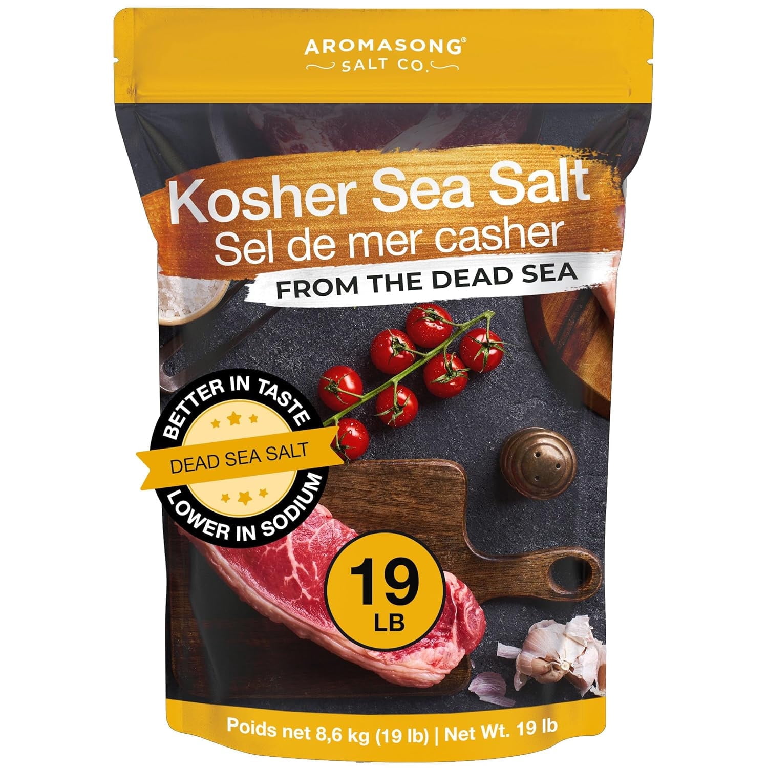 Aromasong 100% Natural Kosher Salt, Coarse Grain, 19 lb Bulk Bag – Non-GMO, Gluten-Free, Allergen-Free