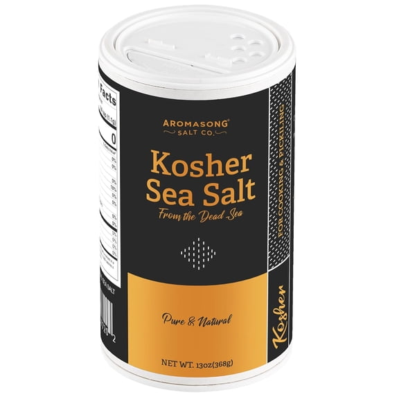 Aromasong 100% Natural Sea Salt, Kosher Salt Grain, 13 oz. Salt Shaker, All Natural, Unrefined, Gluten Free, Sea Salt for Daily Cooking or To Use as Pickling Salt