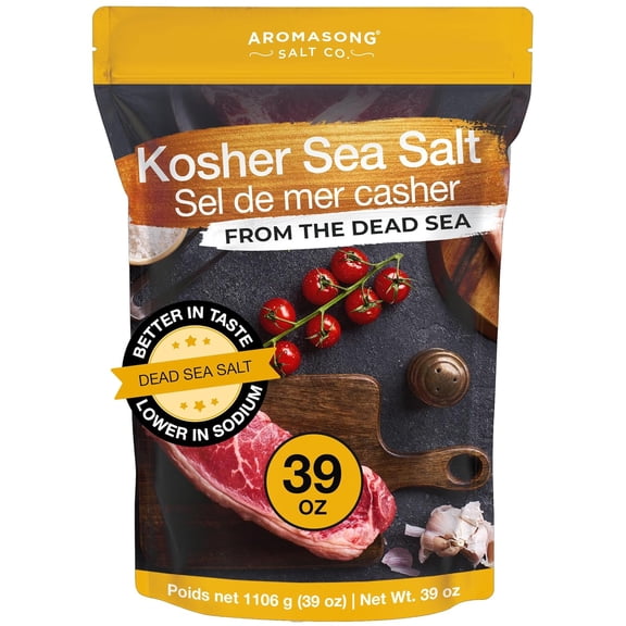 Aromasong 100% Natural Sea Salt, Kosher Salt Grain, Large Bulk 2.43 Lb Resealable Bag, All Natural, Unrefined, Gluten Free, Grinder Refill, Sea Salt for Daily Cooking or To Use as Pickling Salt