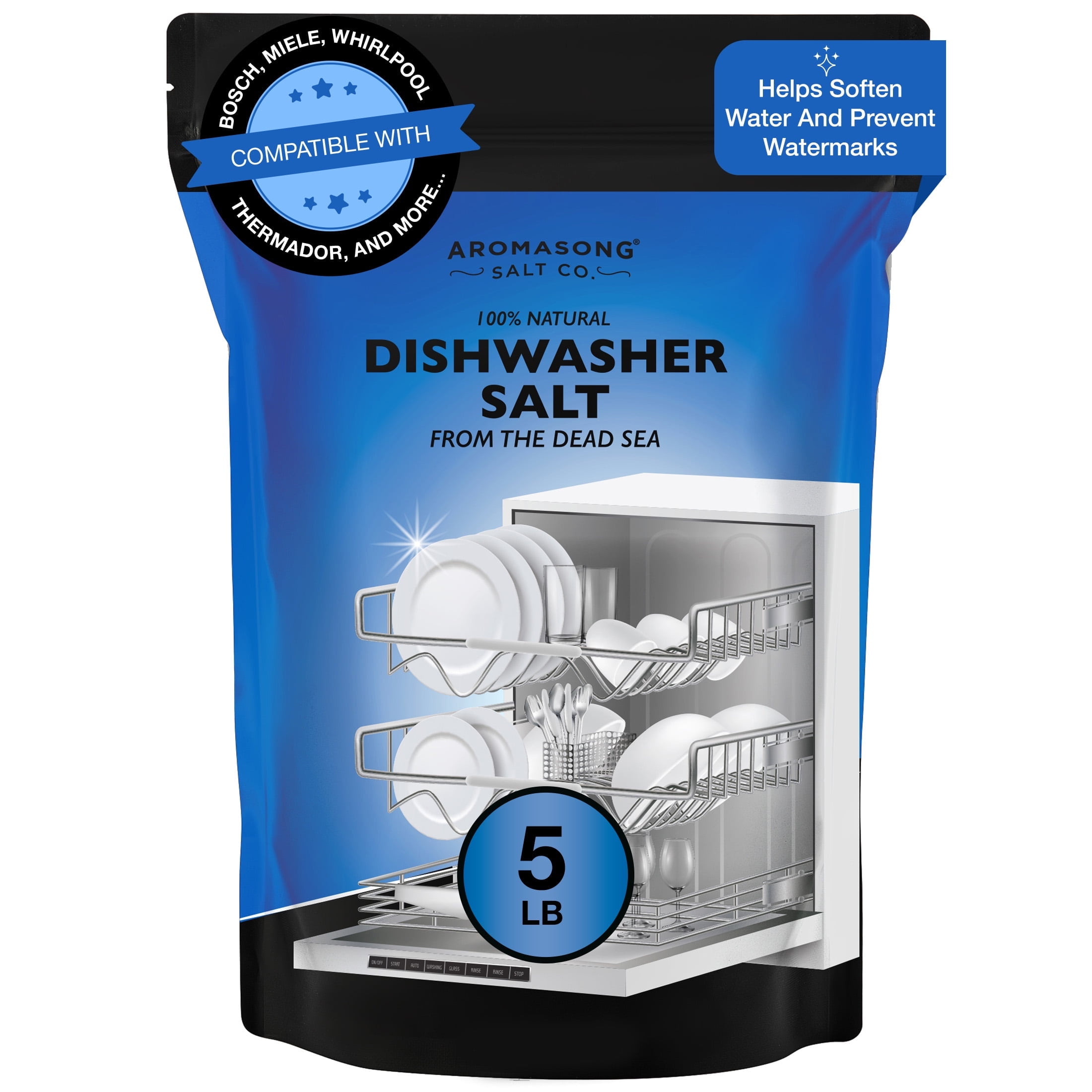 Aromasong 5 lb Dishwasher Salt  100% Natural Water Softening Agent