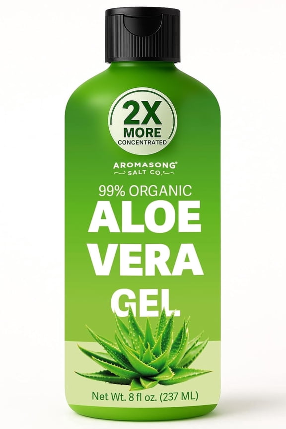 Aloe Vera Gel for Face 2x Concentrated  100% Pure & Natural Cold-pressed  Fast-absorbing, No Sticky Residue  Aloe Vera Gel for Skin, Hair and Sunburn Relief  Vegan & Cruelty-Free