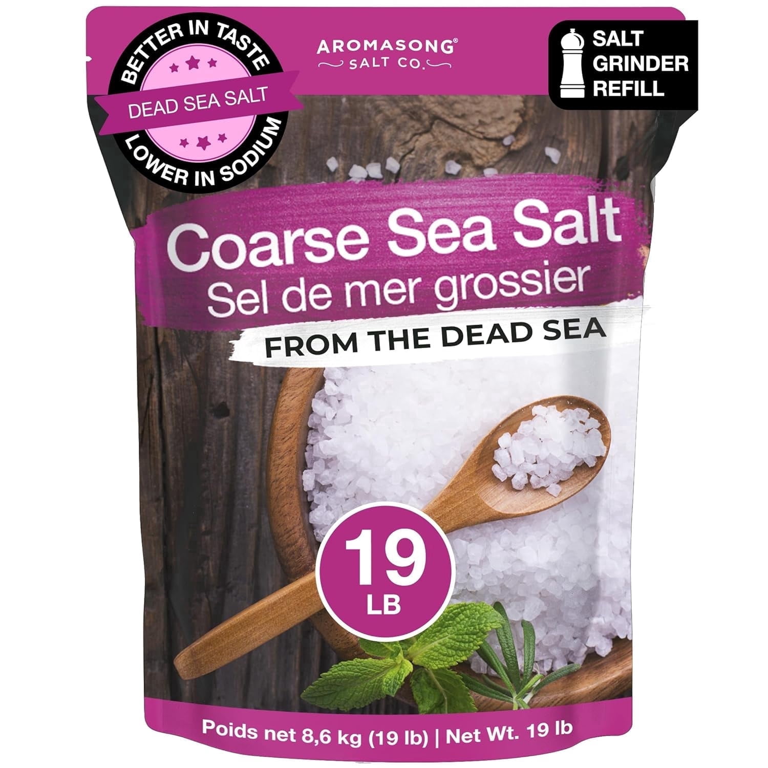 Aromasong Coarse Sea Salt 19 lb | 100% Natural Mineral Sea Salt for Cooking & Grinder Refill