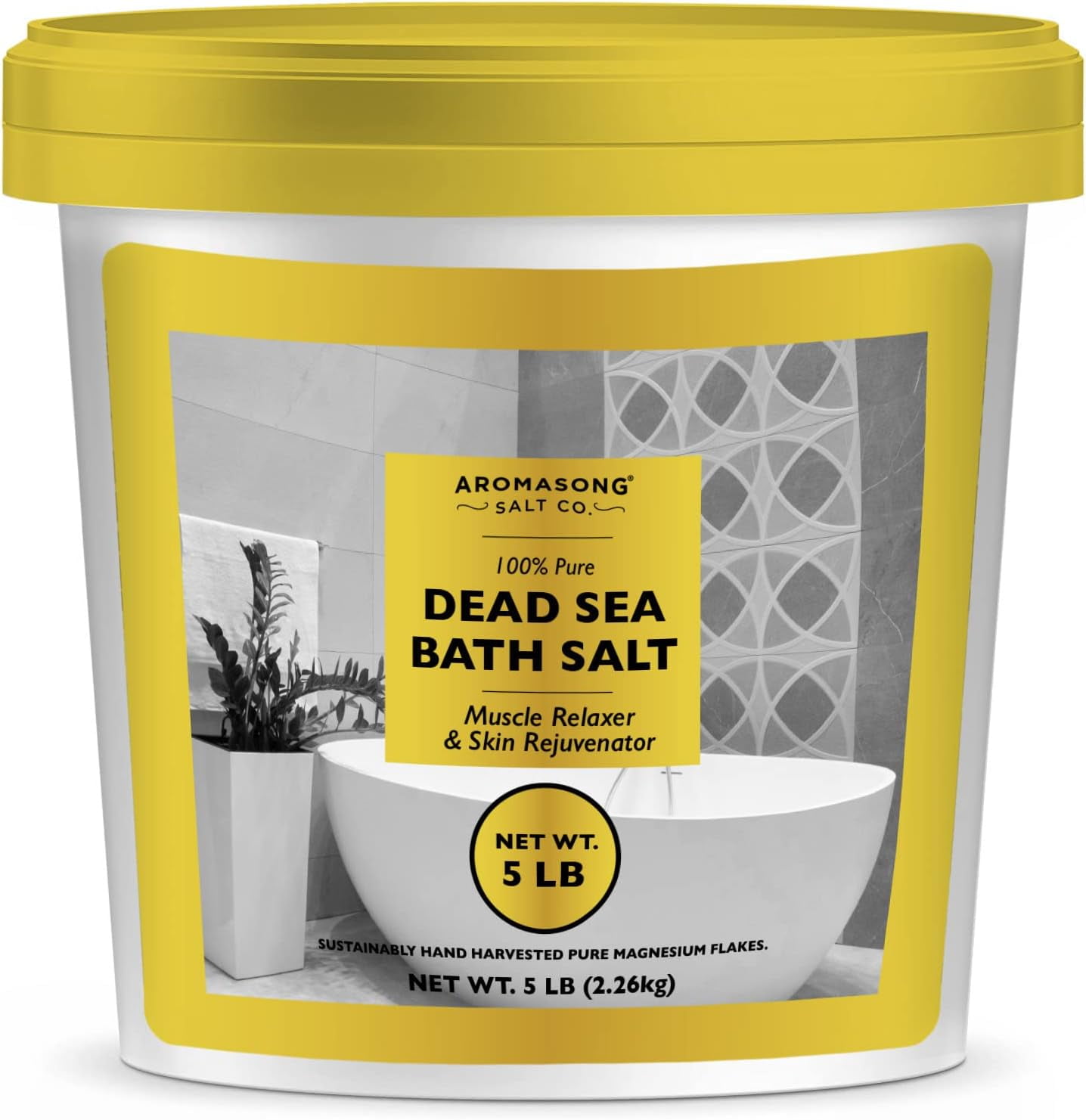 Aromasong Dead Sea Salt for Bath 4 LB Bulk Reusable Bucket