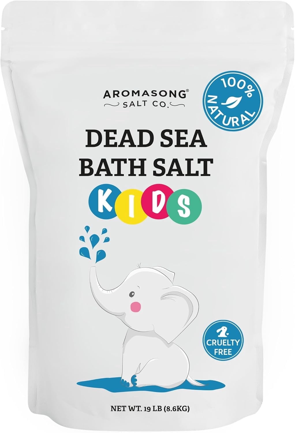 Aromasong Dead Sea Salt Kids Bath Soak 19 lb | Fine Salt with Dead Sea Minerals for Gentle Toddler & Baby Bath