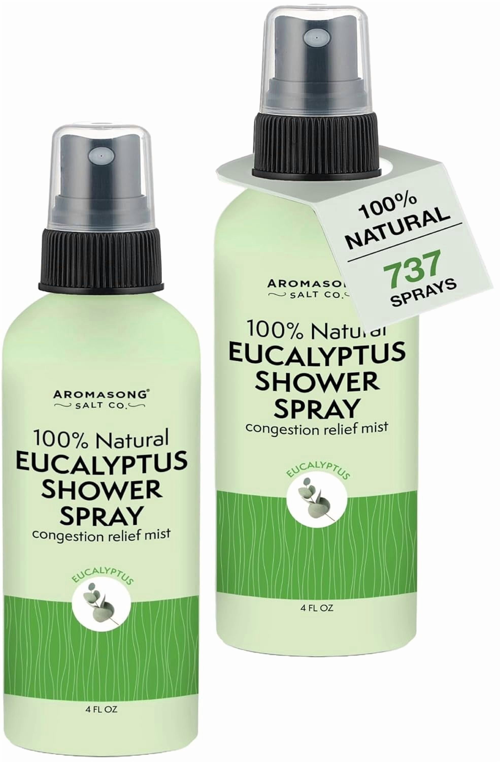 Aromasong Eucalyptus Shower Spray Aromatherapy, 100% Natural Eucalyptus Spray for Shower – Made in USA, Pure Essential Oil Mist for Sinus Relief & Spa-Like Steam, 4 fl oz | 2-Pack