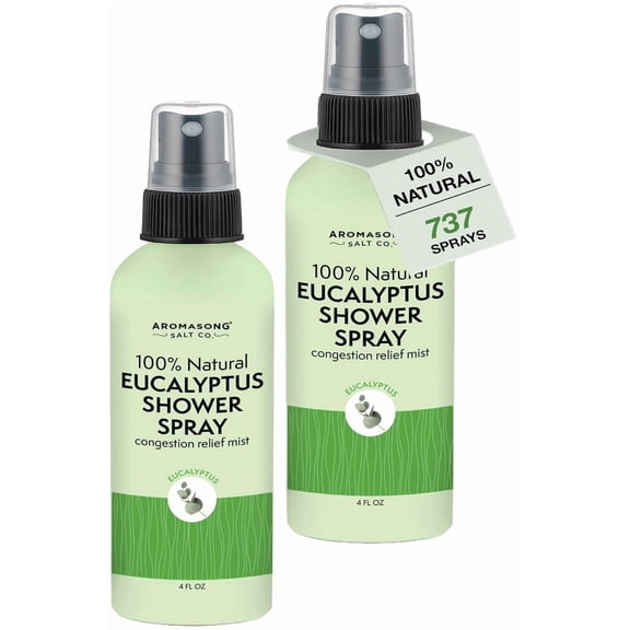 Aromasong Eucalyptus Shower Spray Aromatherapy, 100% Natural Eucalyptus Spray for Shower Made in USA, Pure Essential Oil Mist for Sinus Relief & Spa-Like Steam, 4 fl oz | 2-Pack