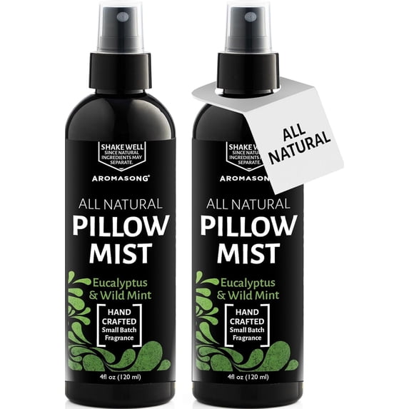 Aromasong Eucalyptus & Mint Pillow Spray, 2-Pack, Natural Linen & Bed Mist for Sleep, Aromatherapy Essential Oil Spray, 4 fl oz