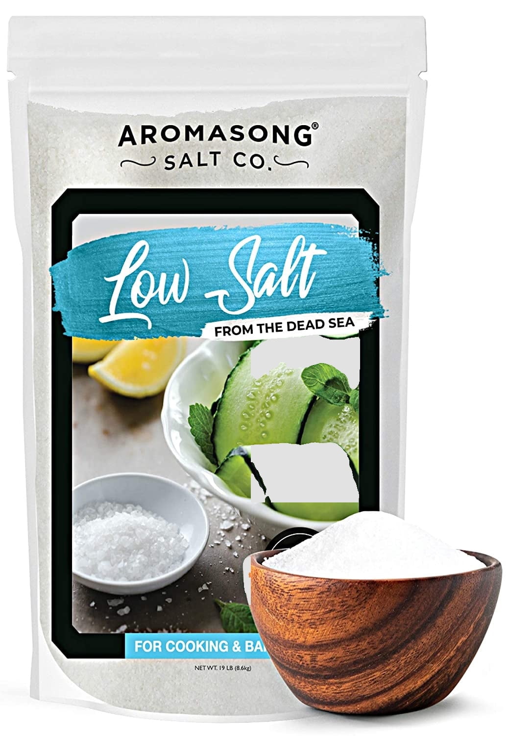 Aromasong Low Sodium Sea Salt  100% Natural 68% Less Sodium 19 lb. Bag