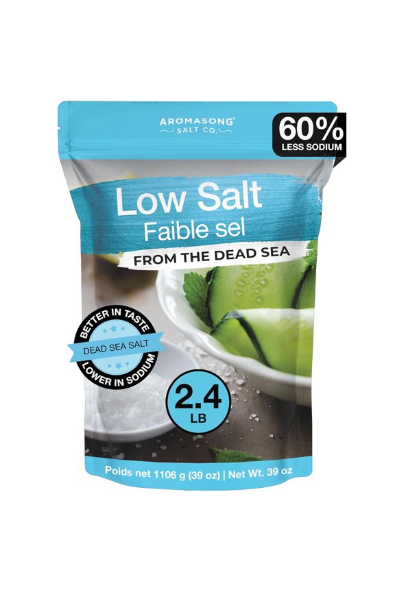 Low Sodium Sea Salt 100% Natural 60% Less Sodium 2.43 lb Bag