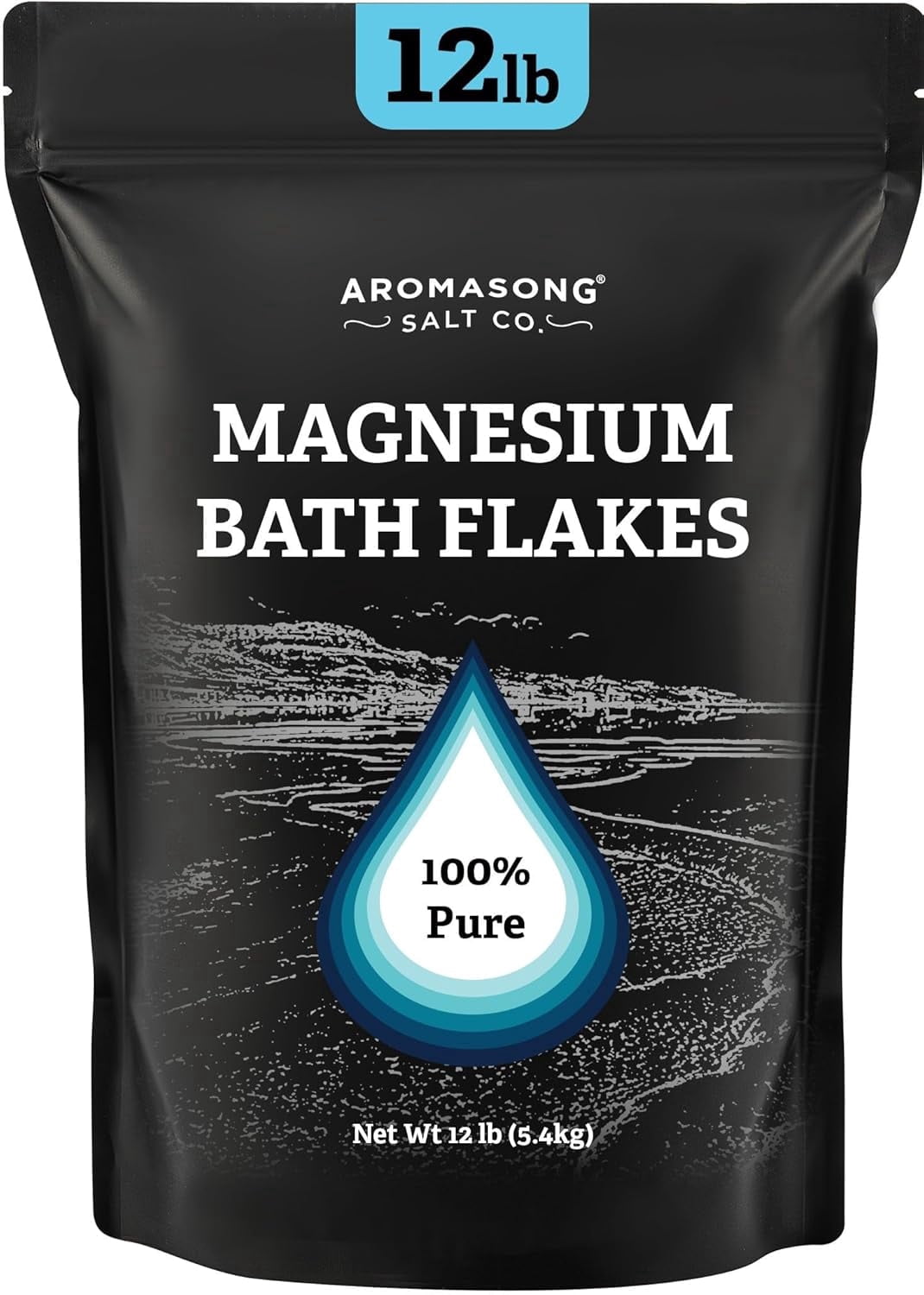 Aromasong Magnesium Flakes from the Dead Sea, 12 lb Resealable Bag, Muscle Relaxing Magnesium Chloride Bath Soak for Stress & Leg Discomfort