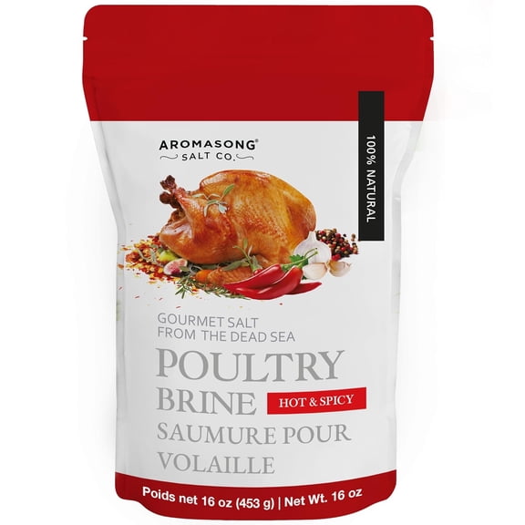 Aromasong Turkey Brine, Hot & Spicy, For Wet & Dry Brining, 1 Lb. 100% Natural, Gourmet Sea Salt Poultry Seasoning, for Roasting, Grilling, & Smoking for Brisket, Chicken, Pork & Beef. (1 LB)