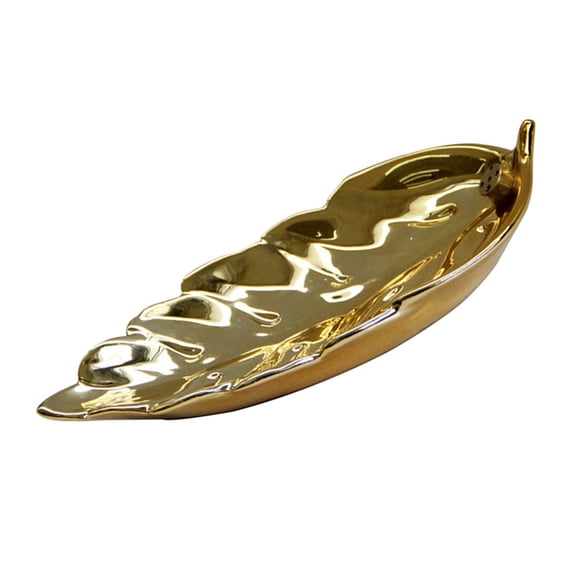 FUEENIRVA Golden Leaf Shape Ceramic Incense Burner Decorative Aroma Stove for Home and Salon