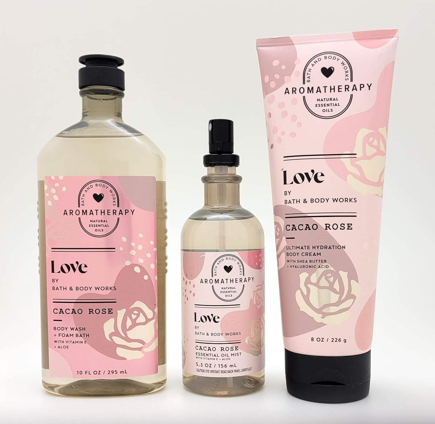Aromatherapy Cacao Rose 3 Pc Bundle Wash And Foam 10 Fl Oz
