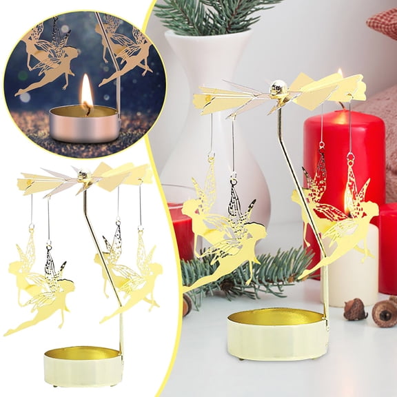 Aromatherapy Candle Holder Girl's Heart Golden Running Horse That Rotates Dinner Atmosphere Decoration Wooden Horse Indoor Romance Candle Stick Holder Bundle Glass Rose Votive Candle Holders Long