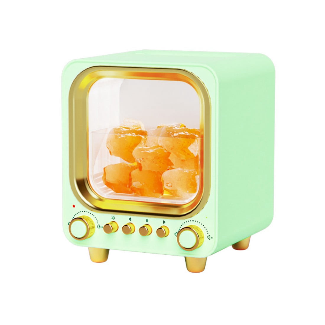 Aromatherapy Diffuser Humidifier with Bluetooth Speaker, Retro TV Style Essential Oil Diffuser with Ultrasonic Mist, Flame Effect Night Light, Quiet Desktop Diffuser for Bedroom, Office