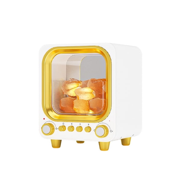 Aromatherapy Diffuser Humidifier with Bluetooth Speaker, Retro TV Style Essential Oil Diffuser with Ultrasonic Mist, Flame Effect Night Light, Quiet Desktop Diffuser for Bedroom, Office