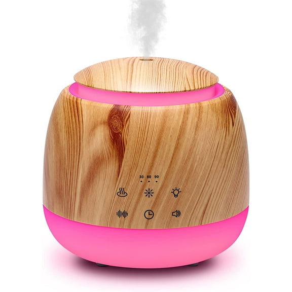 Aromatherapy Diffuser & White Noise Machine Combines 10 Relaxing Sounds,7 Color LED Light,5 Level Volumn,2 Warm Night-light,3 Timer, Mist and Waterless Auto Shutoff for Better Sleep(Light Brown)