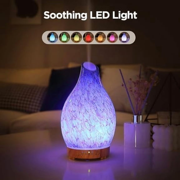 Aromatherapy Essential Oil Diffuser, 160ml Art Glass Ultrasonic Cool Mist Aroma Diffuser, Whisper Quiet Humidifier Intermittent with Auto Shut-Off Timer and 7 Colors for Office-The Wizard of Oz