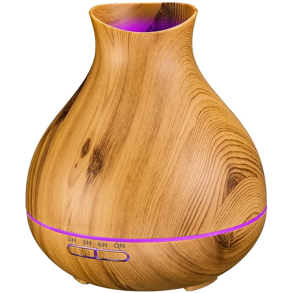 Aromatherapy Essential Oil Diffuser 550ml 12 Hours Wood Grain Aroma with Timer Cool Mist Humidifier for Large Room, Home, Baby Bedroom, Waterless Auto Shut-off,7 Colors Lights Changing