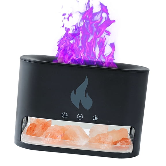 Aromatherapy Essential Oil Diffuser Flame Air Humidifier with Crystals 250ml Cool Mist Ultrasonic Scent Diffuser Auto Shut Off Silent Salt Lamp for Home Office Bedroom (7.48 x 5.11 Inches)